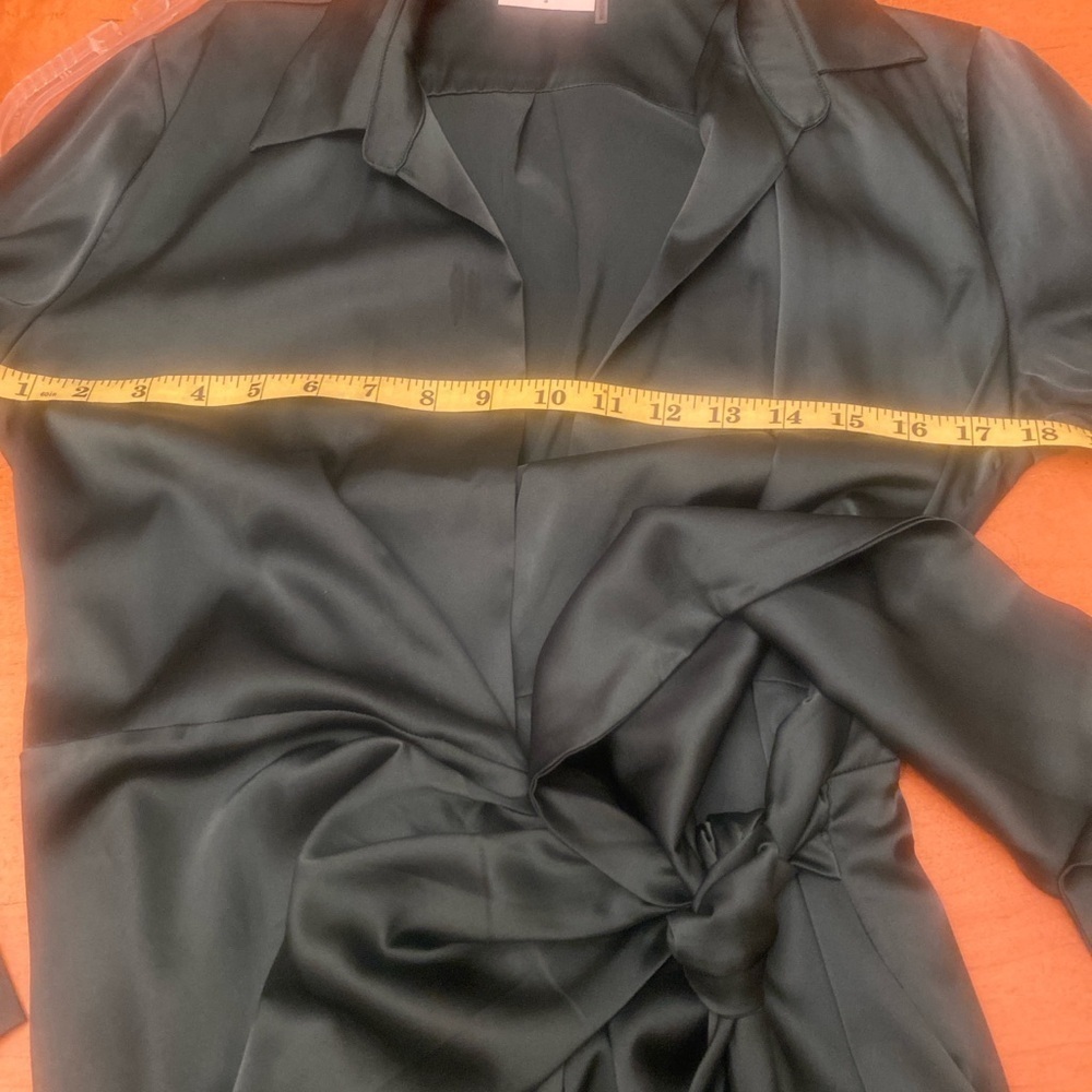 Dress Forum Green Asymmetrical Ruched Long Sleeve Dress - Picture 6 of 7